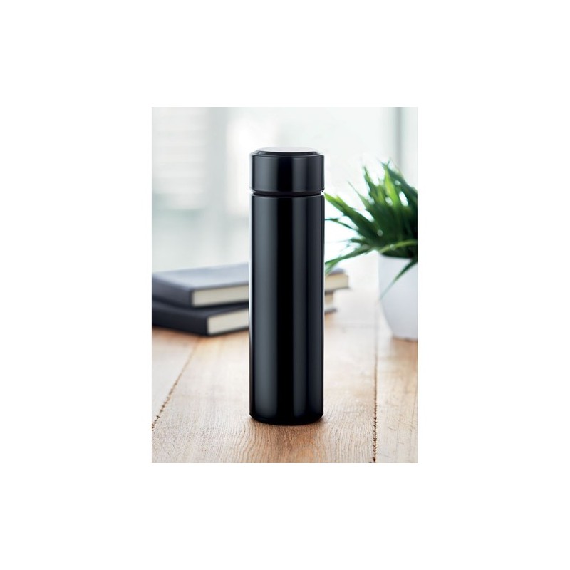 Bouteille Isotherme Éco-responsable avec Thermomètre Personnalisée POLE Matières : acier inoxydable Couleurs : noir objet promot