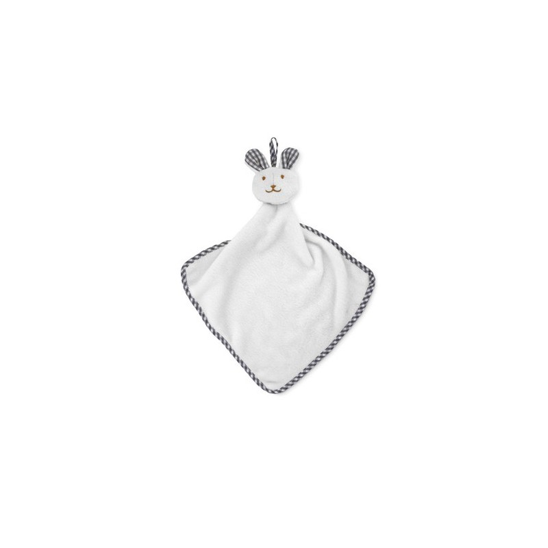 Serviette en peluche lapin personnalisée HUG ME Matières : PET Couleurs : blanc