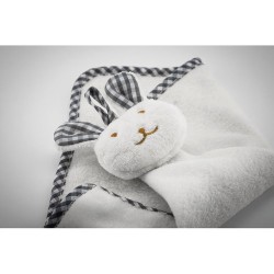 Serviette en peluche lapin personnalisée HUG ME Matières : PET Couleurs : blanc personnalisable avec votre logo
