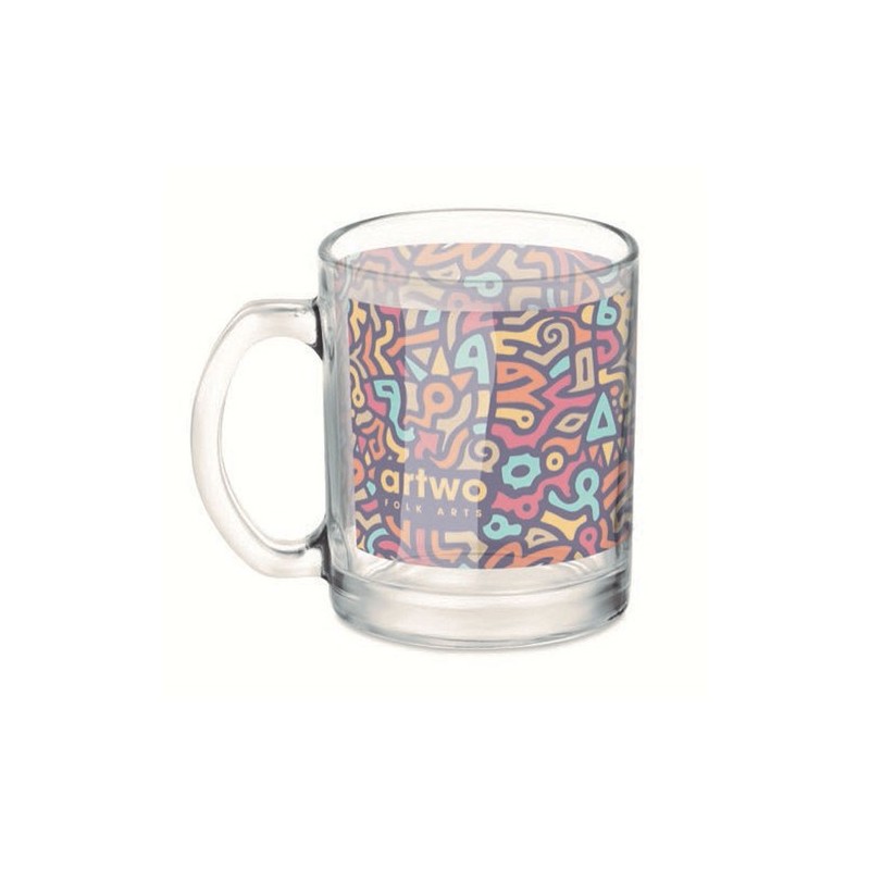 Mug en Verre Éco-responsable Personnalisé à Sublimer 300ml Matières : borosilicate Couleurs : transparent personnalisable avec v