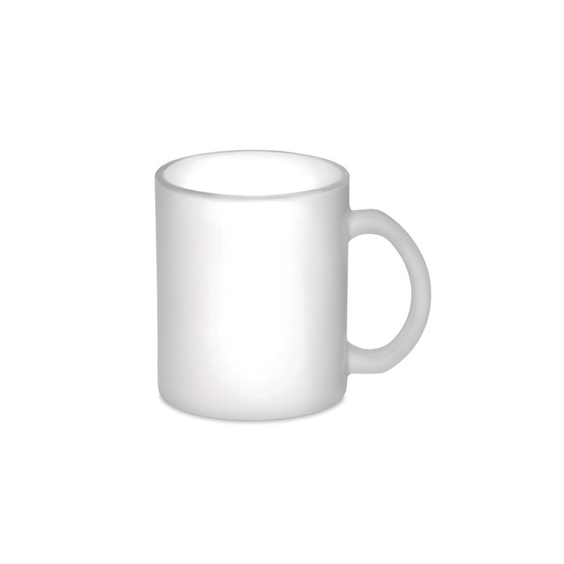 Mug en verre sublimable 300ml personnalisable Matières : borosilicate Couleurs : blanc transparent