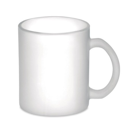 Mug en verre sublimable 300ml personnalisable Matières : borosilicate Couleurs : blanc transparent
