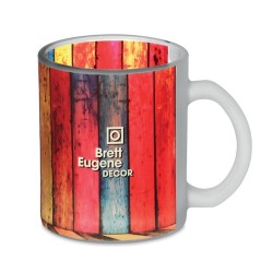 Mug en verre sublimable 300ml personnalisable Matières : borosilicate Couleurs : blanc transparent cadeau entreprise pas cher