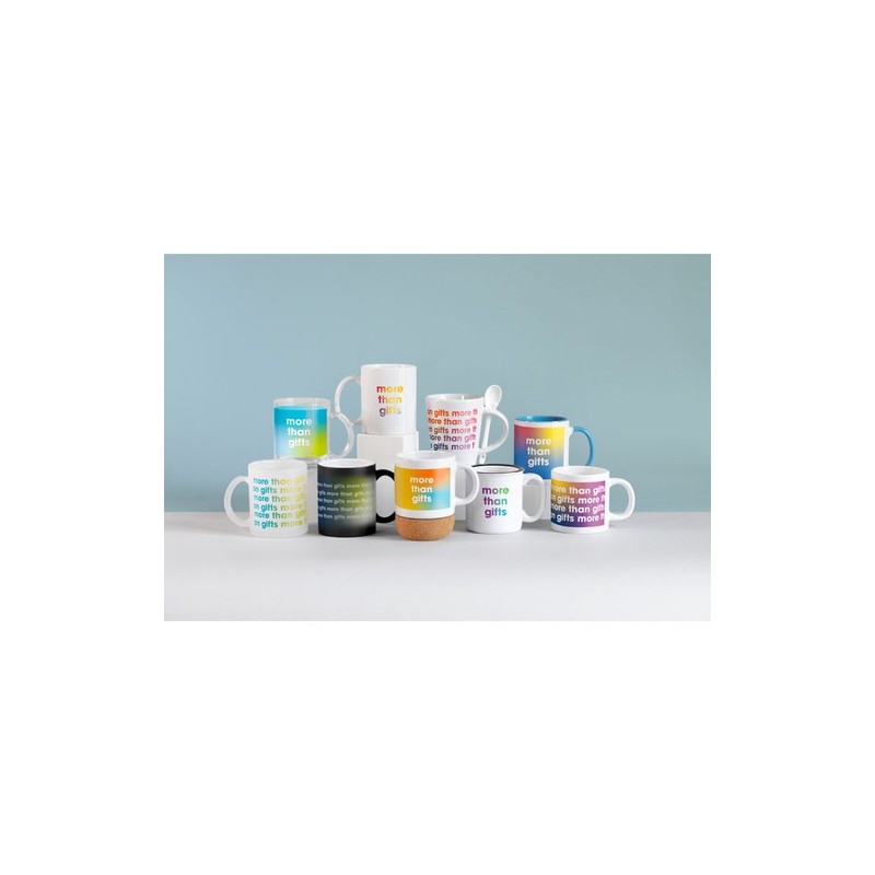 Mug en verre sublimable 300ml personnalisable Matières : borosilicate Couleurs : blanc transparent goodies publicitaire événemen