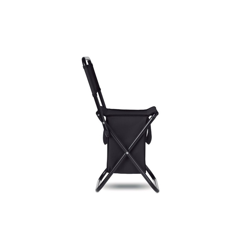 Chaise pliable glacière personnalisée SIT & DRINK Matières : acier inoxydable Couleurs : noir goodies publicitaire événementiel