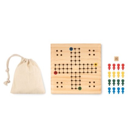 Jeu d'adresse Personnalisé en Bois - Solitaire LUDO Matières : bois Couleurs : bois cadeau entreprise pas cher