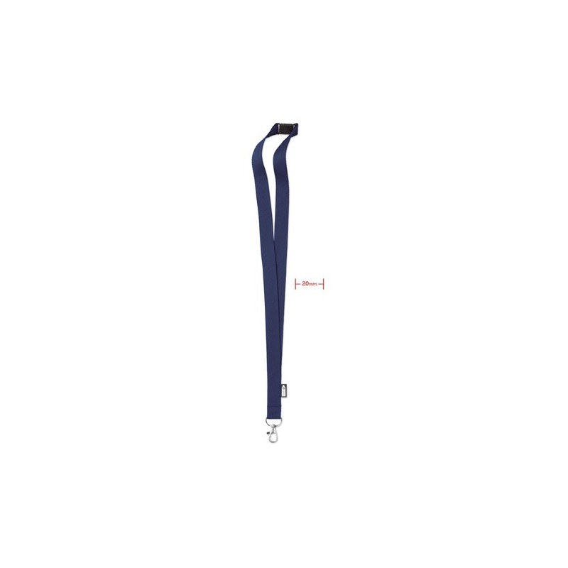 Lanyard Personnalisable Éco-responsable en RPET pour Événements - LANY RPET Matières : PET recyclé Couleurs : bleu
