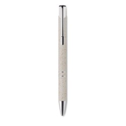 Stylo poussoir  en ABS blé paille - Charles Dickens® Santana Matières : ABS Couleurs : beige personnalisation rapide en France