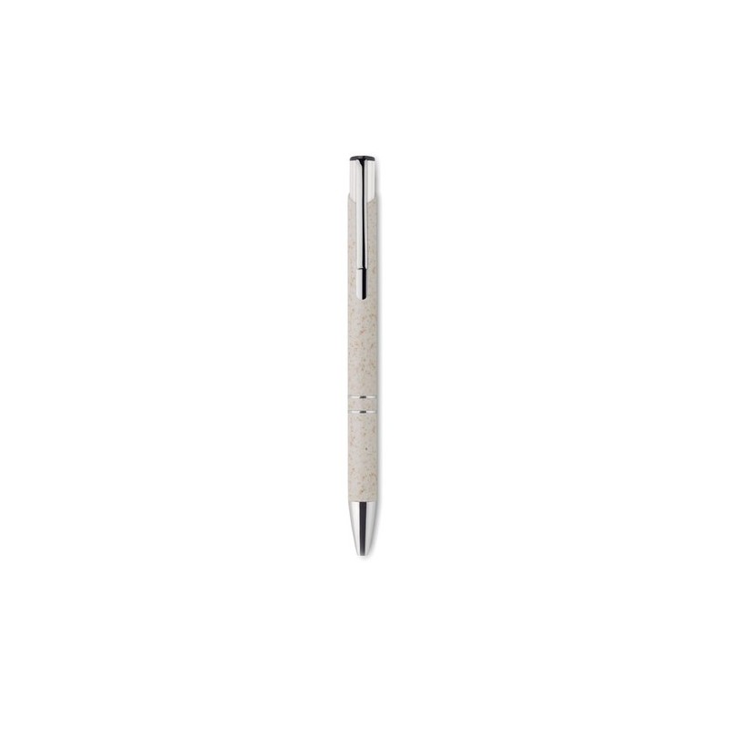 Stylo poussoir  en ABS blé paille - Charles Dickens® Santana Matières : ABS Couleurs : beige personnalisation rapide en France