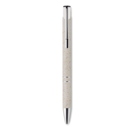 Stylo poussoir  en ABS blé paille - Charles Dickens® Santana Matières : ABS Couleurs : beige personnalisation rapide en France