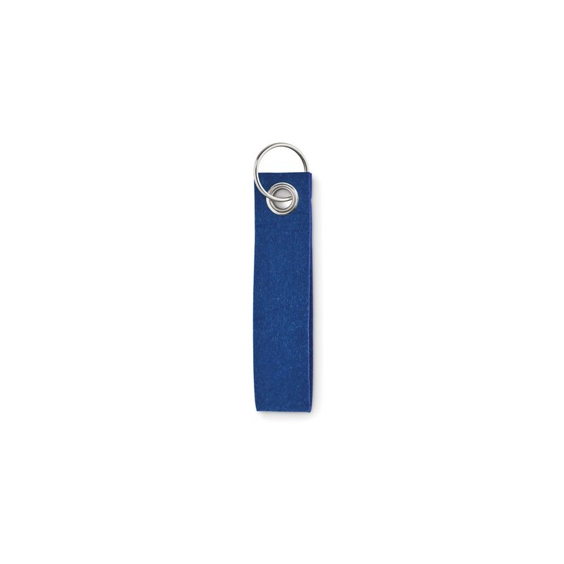 Porte-clés s en feutre RPET personnalisés - SUORA Matières : PET recyclé Couleurs : bleu royal marquage laser ultra précis