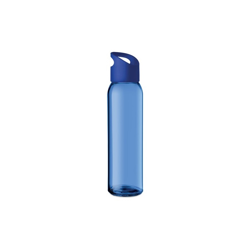 Bouteille en verre  470ml PRAGA Matières : verre Couleurs : bleu royal personnalisable avec votre logo