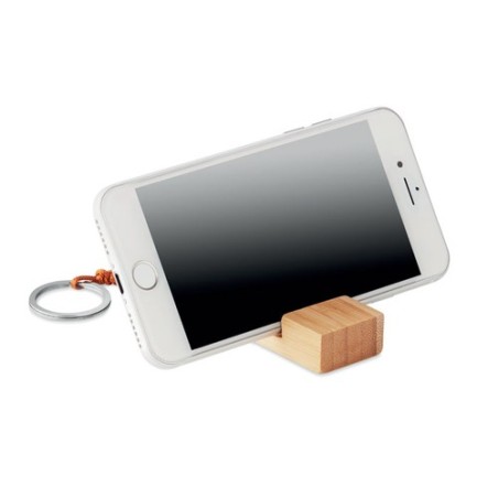 Porte-clés support smartphone personnalisé TRINEU Matières : bambou Couleurs : bois personnalisable avec votre logo