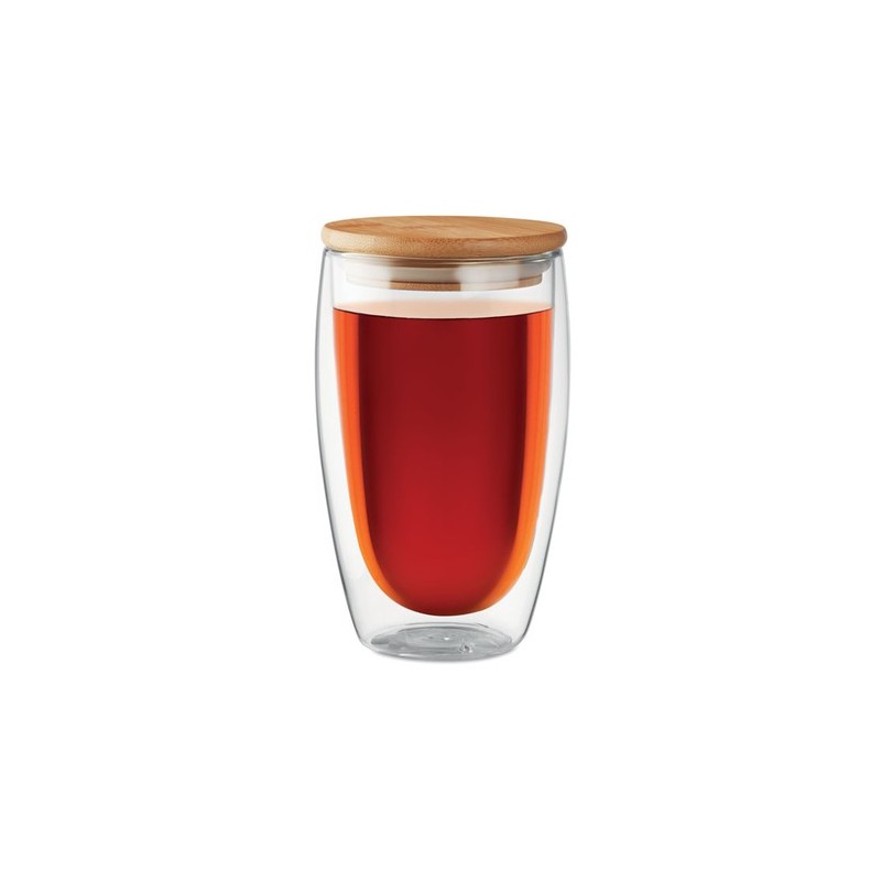 Verre double paroi personnalisé 450 ml TIRANA LARGE Matières : borosilicate Couleurs : transparent personnalisable avec votre lo