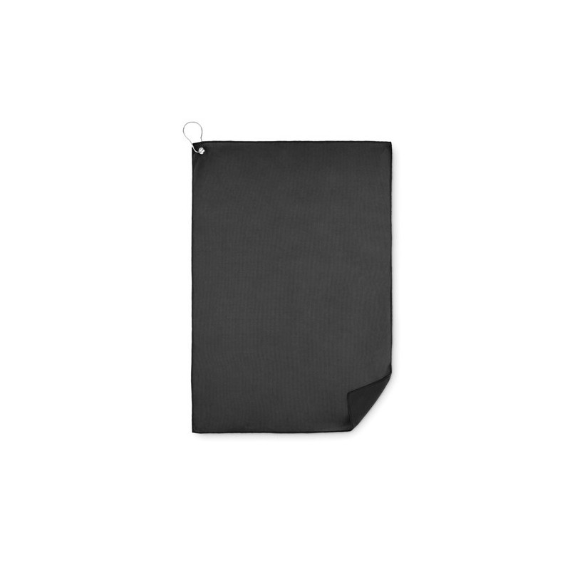 Serviette de golf  en RPET personnalisée TOWGO Matières : PET recyclé Couleurs : noir