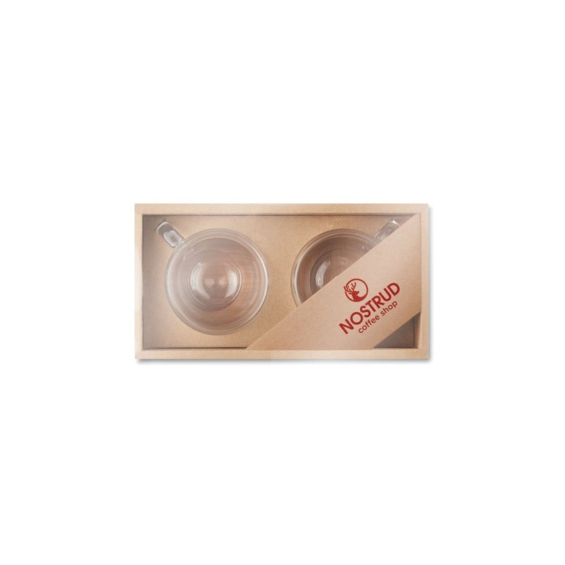 Verres expresso double paroi personnalisés - BELIZE (lot de 2) Matières : bambou Couleurs : transparent goodies publicitaire évé
