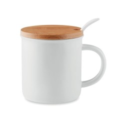 Mug en porcelaine élégant et pratique avec cuillère KENYA Matières : porcelaine Couleurs : blanc 2