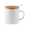Mug en porcelaine élégant et pratique avec cuillère KENYA Matières : porcelaine Couleurs : blanc personnalisable avec votre logo