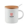 Mug en porcelaine élégant et pratique avec cuillère KENYA Matières : porcelaine Couleurs : blanc goodies publicitaire événementi