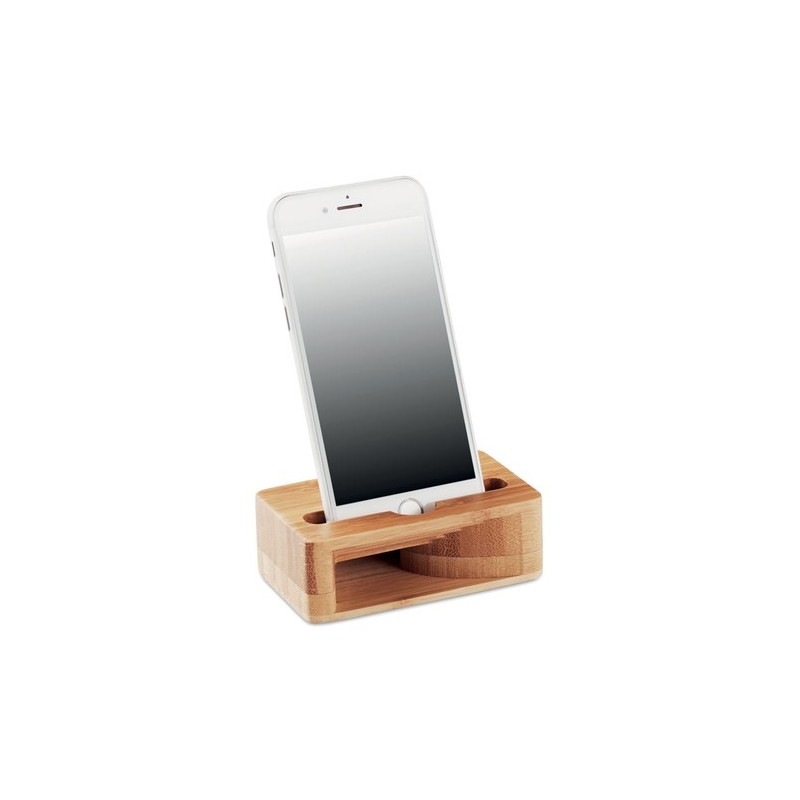 Support de téléphone en bambou personnalisé CARACOL Matières : bambou Couleurs : bois cadeau entreprise pas cher