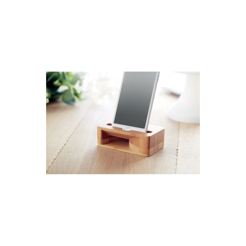 Support de téléphone en bambou personnalisé CARACOL Matières : bambou Couleurs : bois impression haute définition