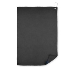 Serviette de golf  en RPET personnalisée TOWGO Matières : PET recyclé Couleurs : noir cadeau entreprise pas cher