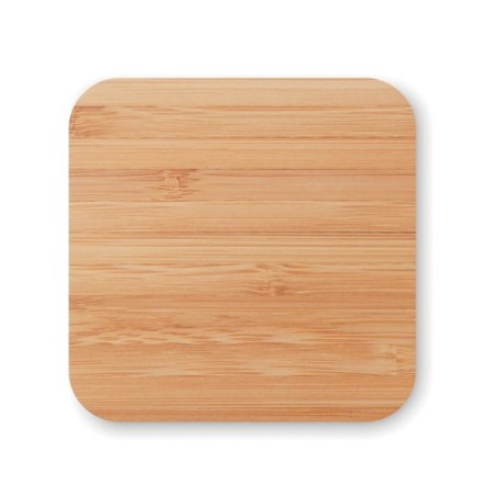 Chargeur sans fil  en bambou personnalisé CUADRO Matières : bambou Couleurs : bois personnalisable avec votre logo