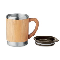 Gobelet Isotherme Éco-responsable 300ml en Bambou MOKKA Matières : acier inoxydable Couleurs : bois cadeau entreprise pas cher