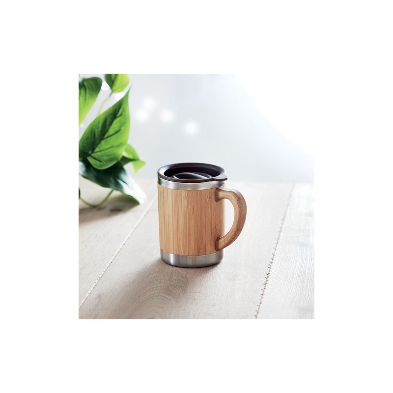 Gobelet Isotherme Éco-responsable 300ml en Bambou MOKKA Matières : acier inoxydable Couleurs : bois cadeau collaborateur premium