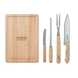 Accessoires de barbecue personnalisés en inox avec grille 4 pièces Matières : bois Couleurs : noir goodies publicitaire événemen