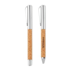 Stylo bille en métal  avec boîte en liège personnalisé QUERCUS Matières : métal Couleurs : bois goodies publicitaire événementie