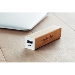 Chargeur Éco-responsable Personnalisé 2200 mAh en Bambou POWERBAM Couleurs : bois goodies publicitaire événementiel