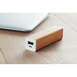Chargeur Éco-responsable Personnalisé 2200 mAh en Bambou POWERBAM Couleurs : bois impression haute définition