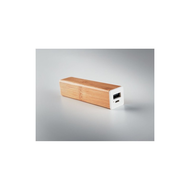 Chargeur Éco-responsable Personnalisé 2200 mAh en Bambou POWERBAM Couleurs : bois marquage laser ultra précis