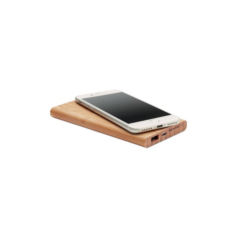 Chargeur Éco-responsable Personnalisé Powerbank en Bambou - ARENA Matières : bambou Couleurs : bois personnalisable avec votre l