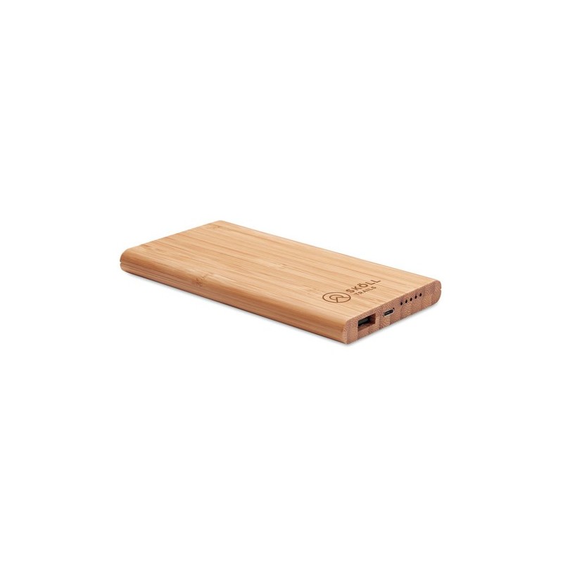 Chargeur Éco-responsable Personnalisé Powerbank en Bambou - ARENA Matières : bambou Couleurs : bois cadeau entreprise pas cher