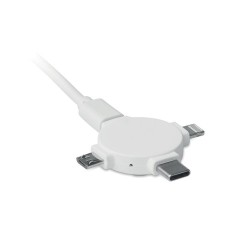 Câble 3 en 1 Personnalisé avec Adaptateur - LIGO CABLE Matières : PVC Couleurs : blanc