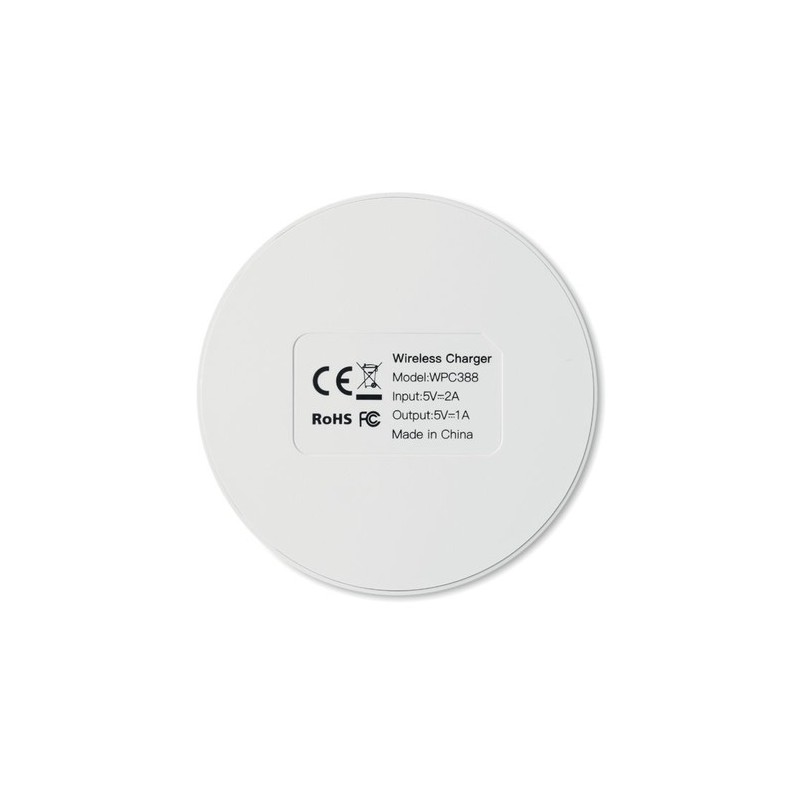 Chargeur sans fil personnalisé haute technologie FLAKE Matières : ABS Couleurs : blanc personnalisable avec votre logo