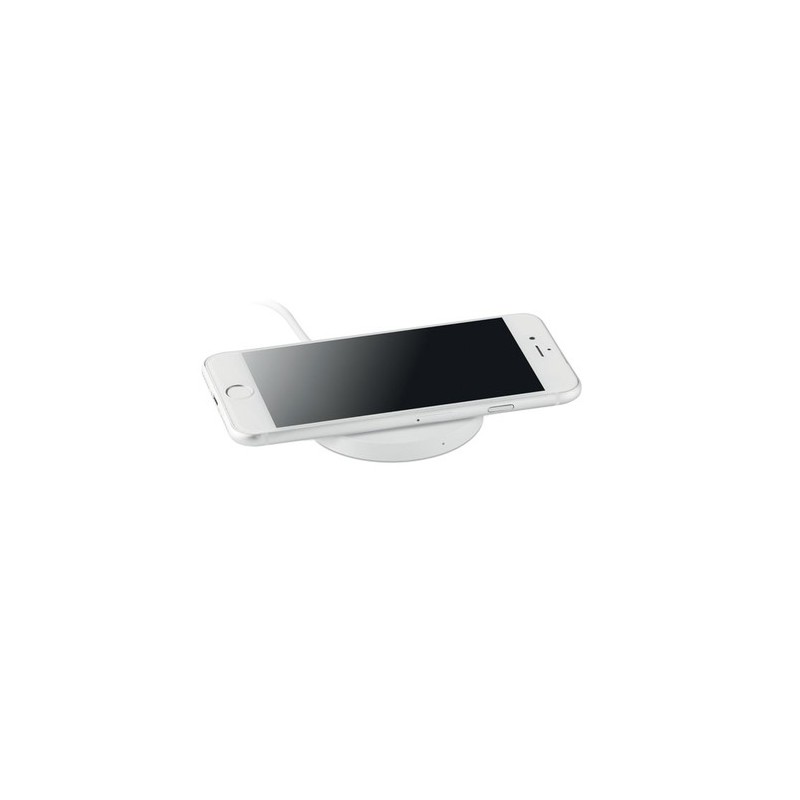 Chargeur sans fil personnalisé haute technologie FLAKE Matières : ABS Couleurs : blanc marquage laser ultra précis