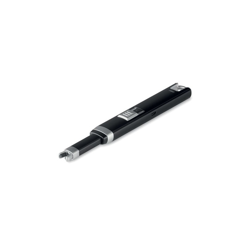 Briquet USB Éco-responsable Grand et Personnalisé FLASMA PLUS Matières : ABS Couleurs : noir
