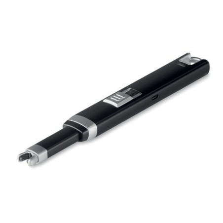 Briquet USB Éco-responsable Grand et Personnalisé FLASMA PLUS Matières : ABS Couleurs : noir