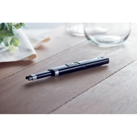 Briquet USB Éco-responsable Grand et Personnalisé FLASMA PLUS Matières : ABS Couleurs : noir impression haute définition