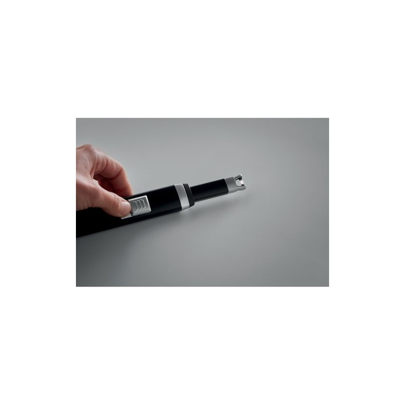 Briquet USB Éco-responsable Grand et Personnalisé FLASMA PLUS Matières : ABS Couleurs : noir marquage laser ultra précis
