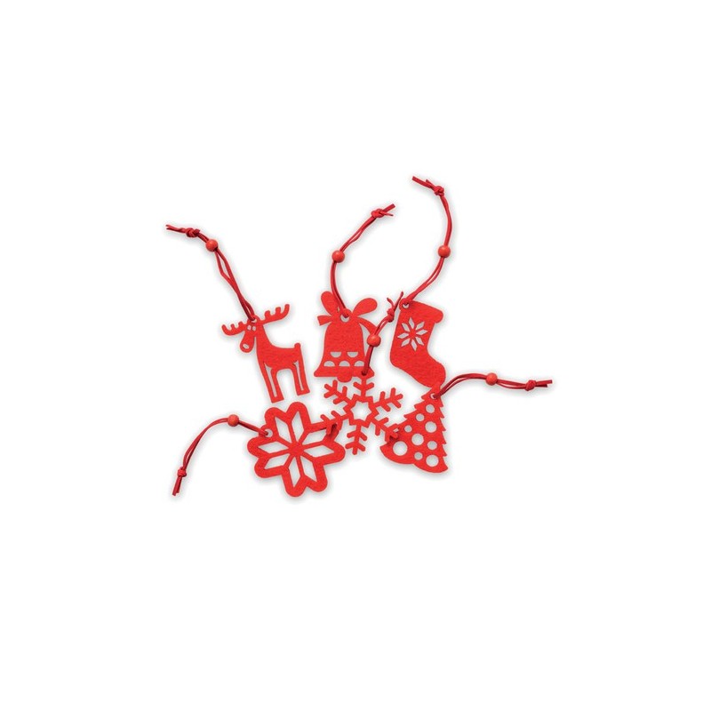 Décoration en Feutre Rouge Personnalisée - 6 Pièces de Noël Matières : PET Couleurs : rouge personnalisable avec votre logo
