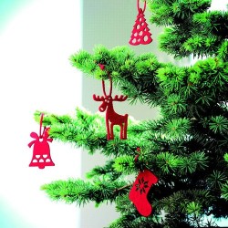 Décoration en Feutre Rouge Personnalisée - 6 Pièces de Noël Matières : PET Couleurs : rouge cadeau entreprise pas cher
