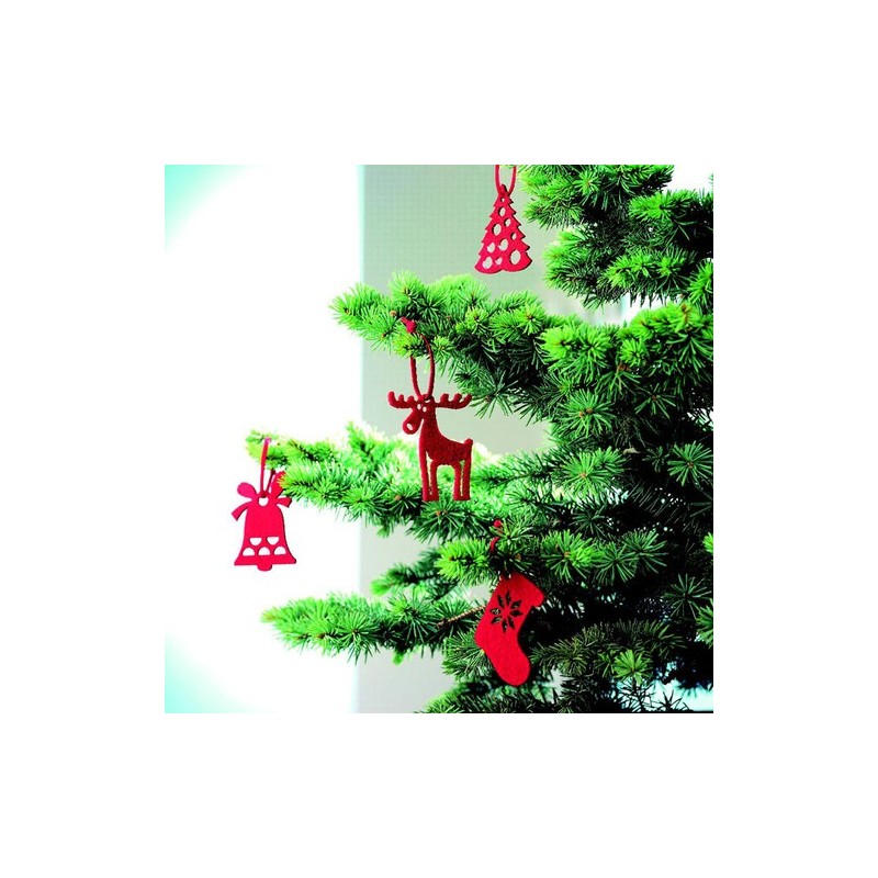 Décoration en Feutre Rouge Personnalisée - 6 Pièces de Noël Matières : PET Couleurs : rouge cadeau entreprise pas cher