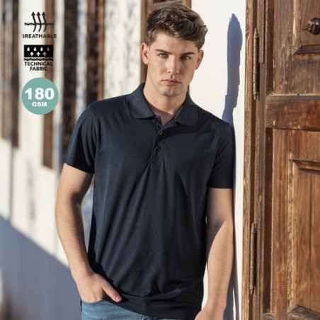 Polo personnalisé Tecnic Plus Matières : polyester Taille textile : S Couleurs : noir personnalisable avec votre logo