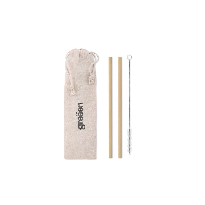 Paille en bambou  avec brosse - NATURAL STRAW Matières : bambou Couleurs : beige cadeau entreprise pas cher