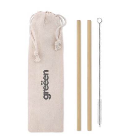 Paille en bambou  avec brosse - NATURAL STRAW Matières : bambou Couleurs : beige cadeau entreprise pas cher