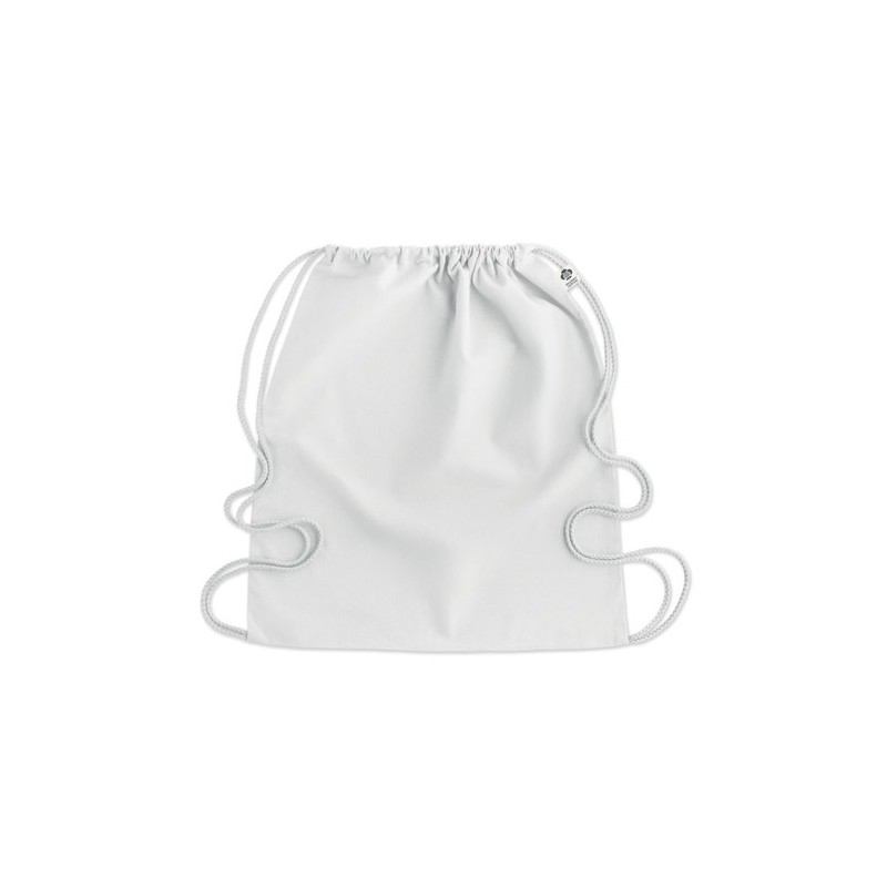 Sac à cordon personnalisé en coton organique YUKI COLOUR Matières : coton biologique Couleurs : blanc marquage couleur éclatante